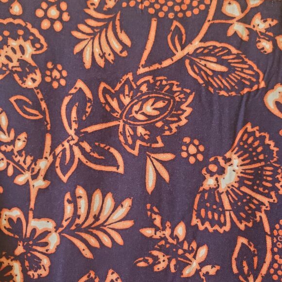 Gloria Vanderbilt Womens Blouse Size XL Blue Floral V Neck 3/4 Sleeve Batik Boho - Picture 11 of 12